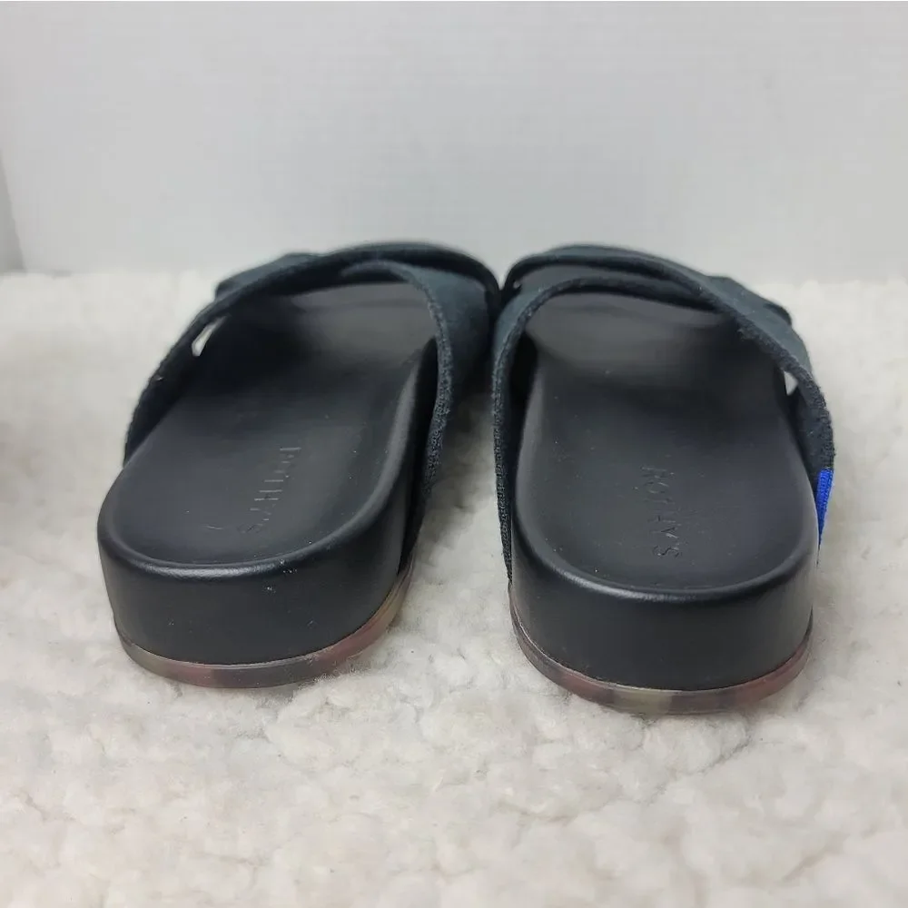 Rothy's The Weekend Womens Slide Size 9.5  Black Cross Hemp Straps Sandals